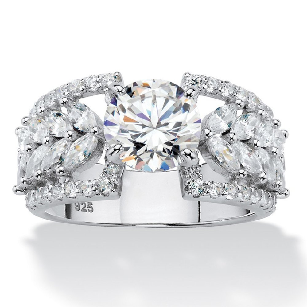 ✨925 Silver Plated Round Cut CZ Halo Wedding Ring, MARR9444